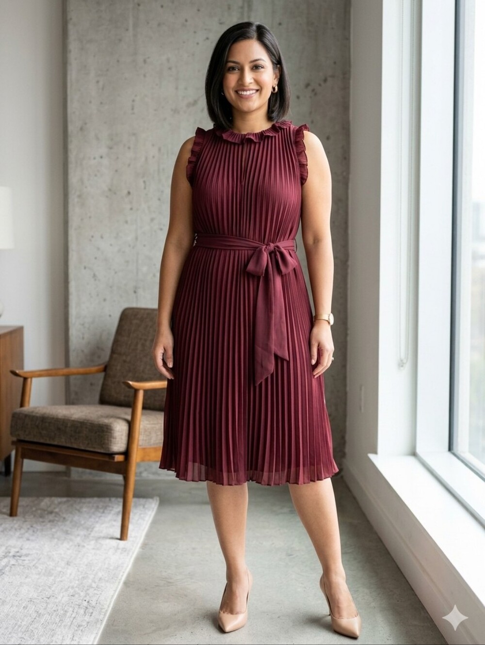 Ann Taylor Pleated Flowy Dress Size M